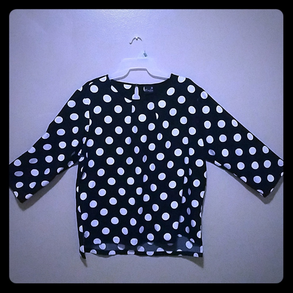 Polky Dot Mid-Half Sleeve Blouse (used)